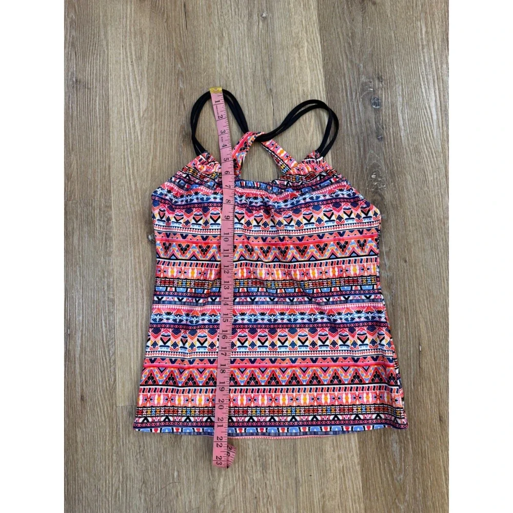 Next Tankini Top Women 32B/C Multi-Color‎ Geometric Tribal Racerback